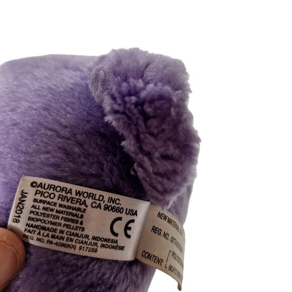 Destination Nation Aurora World Purple Elephant Plush Stuffed Animal 2018 9" - Picture 6 of 7